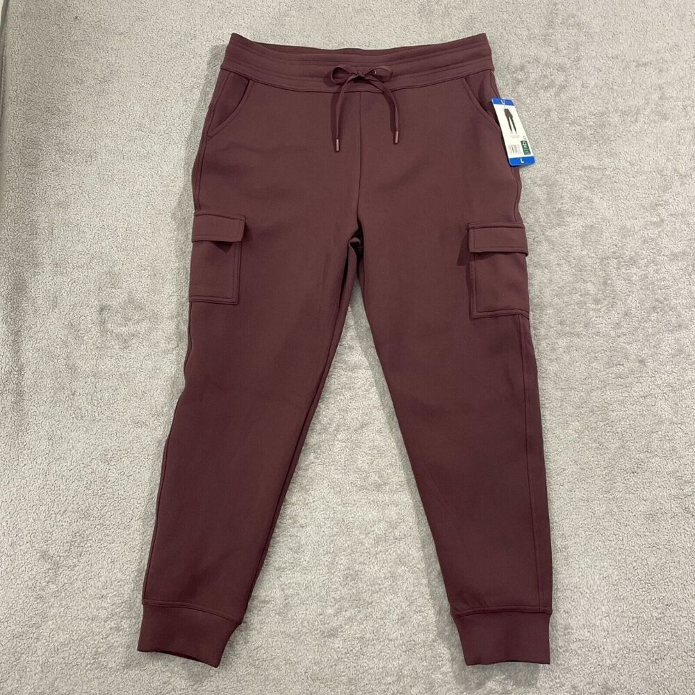 NEW 32 Degrees Heat Womens L Burgundy Cargo Jogger Pants Polyester & Spandex - Picture 2 of 7